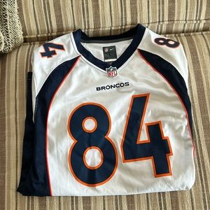 NFL licensed Shannon Sharpe Denver Broncos jersey.